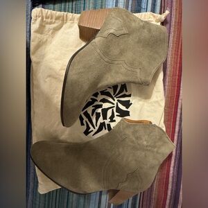 ISABEL MARANT-Dicker suede snkle boots/color-taupe/olive